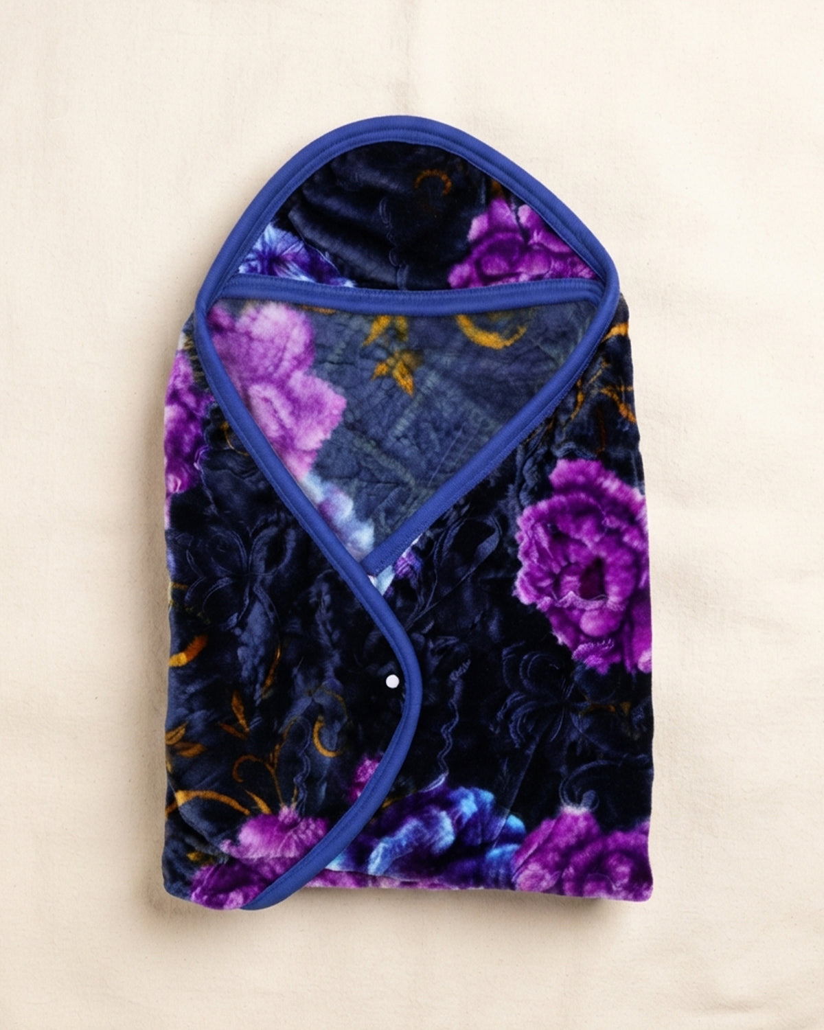 Precious 1-Ply Hood Baby Blanket - Dark Navy