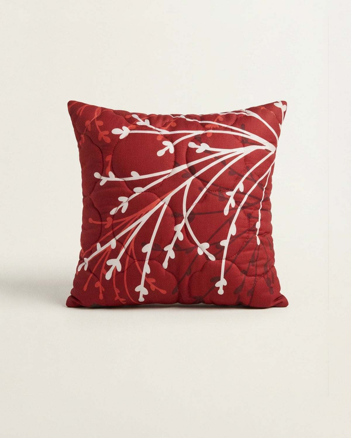 Quilted Cushion - Red Frost