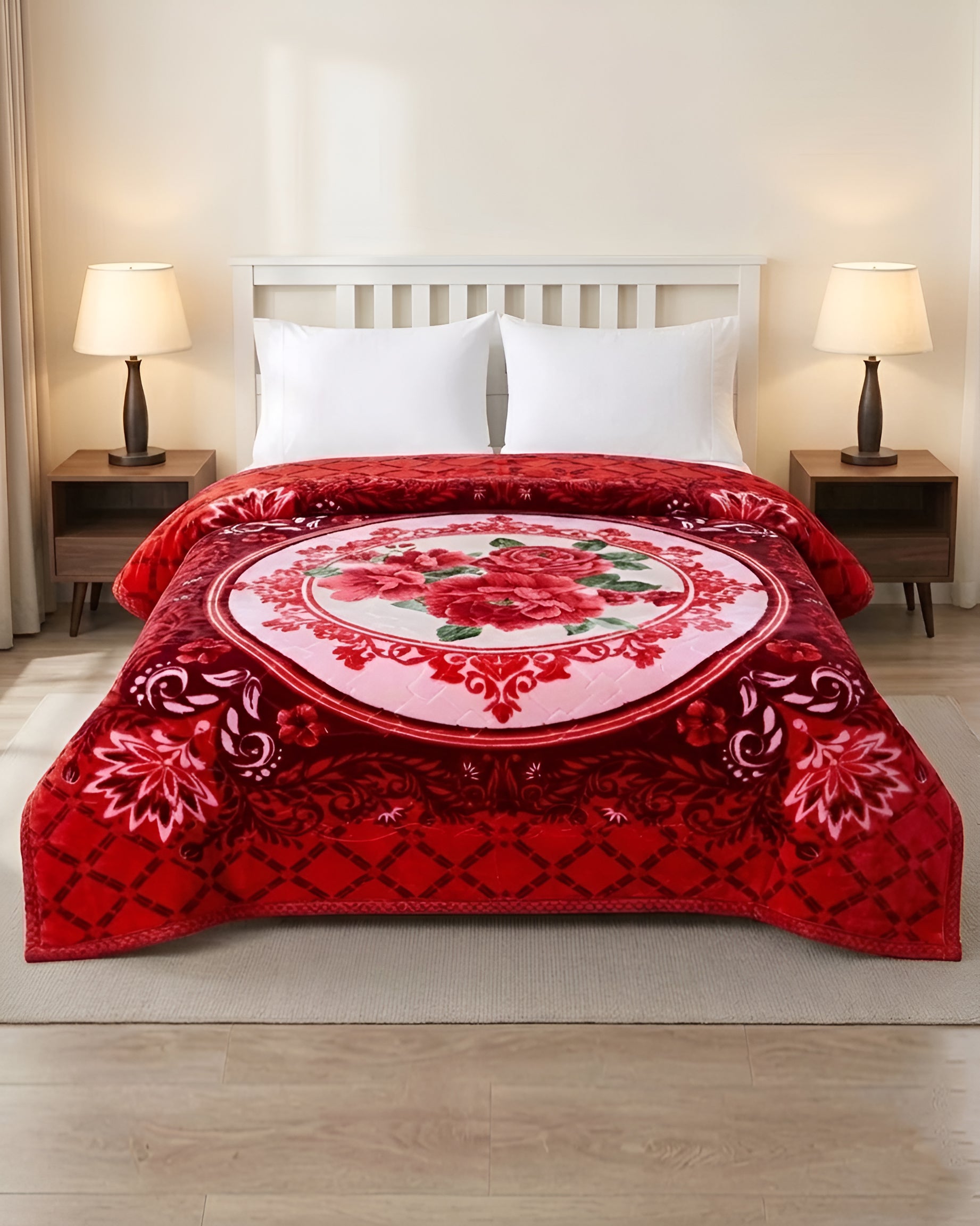 Moonlight Cloudy 4KG 2-Ply Double Bed Blanket - Rosy Velvet