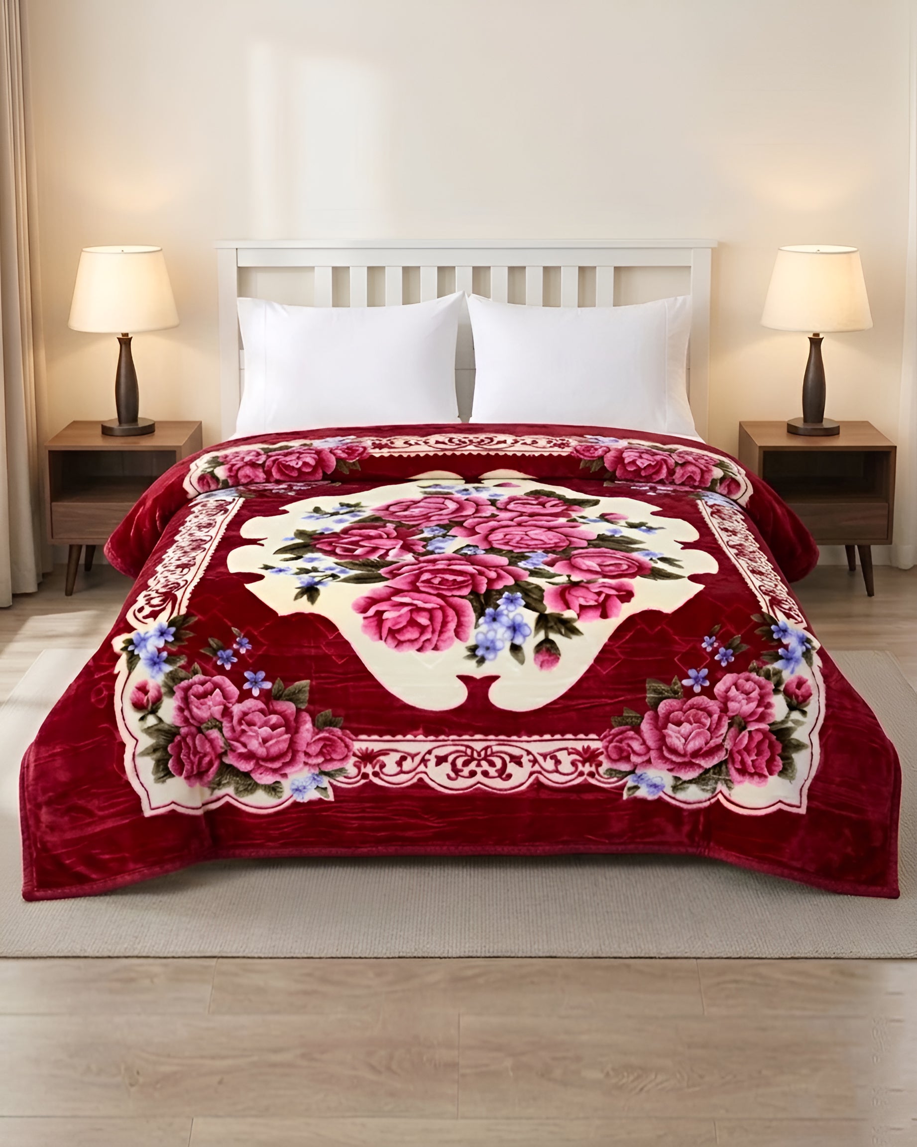 Heaven 4KG 2-Ply Double Bed Blanket-Deep Red