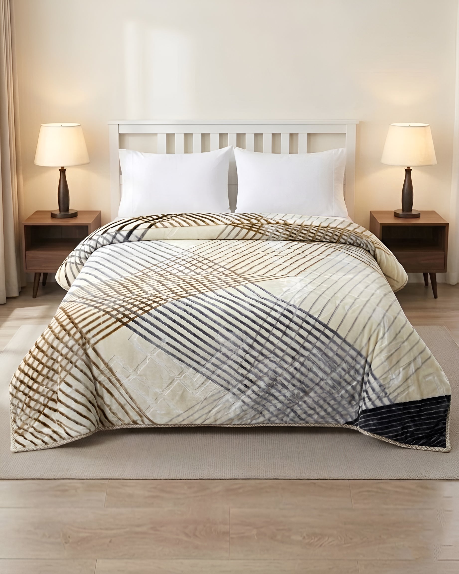 Moonlight Cloudy 4KG 2-Ply Double Bed Blanket-Ecru