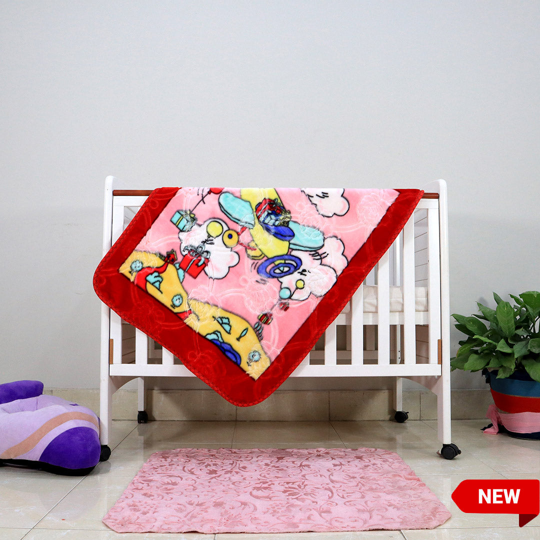 Kitten Cot Cloudy Baby Blanket Red