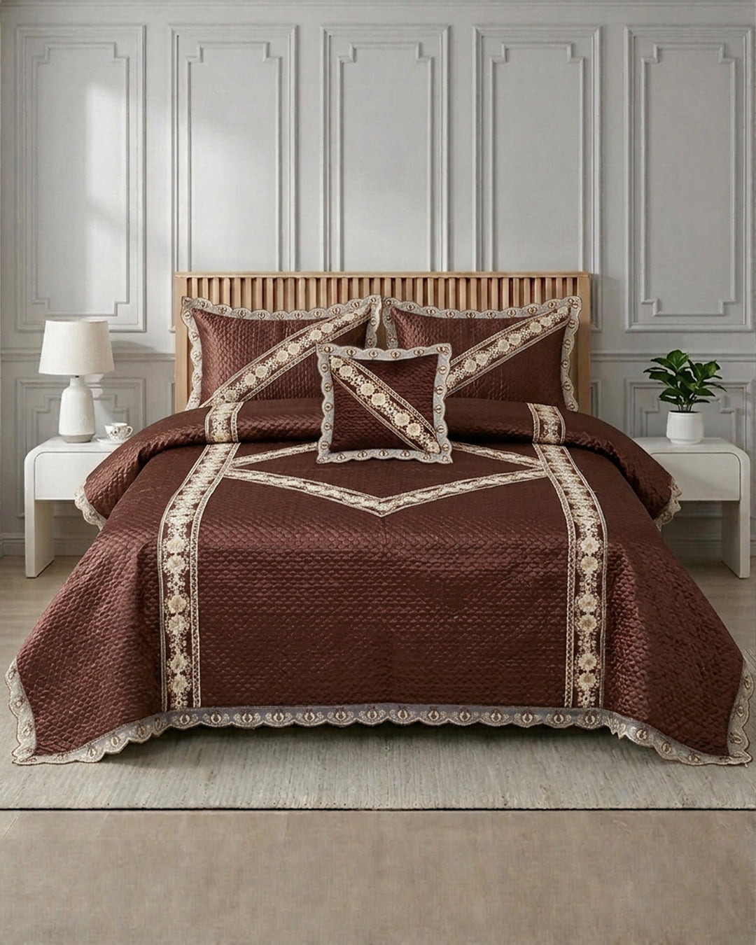 Opal 4 Piece Silk Bed Set-Amber
