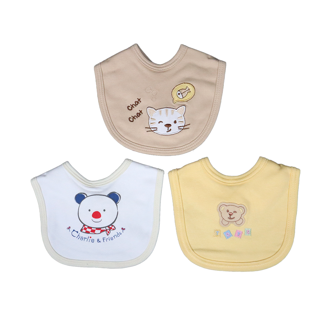 Pack of 3 Baby Bibs Set-Teddy