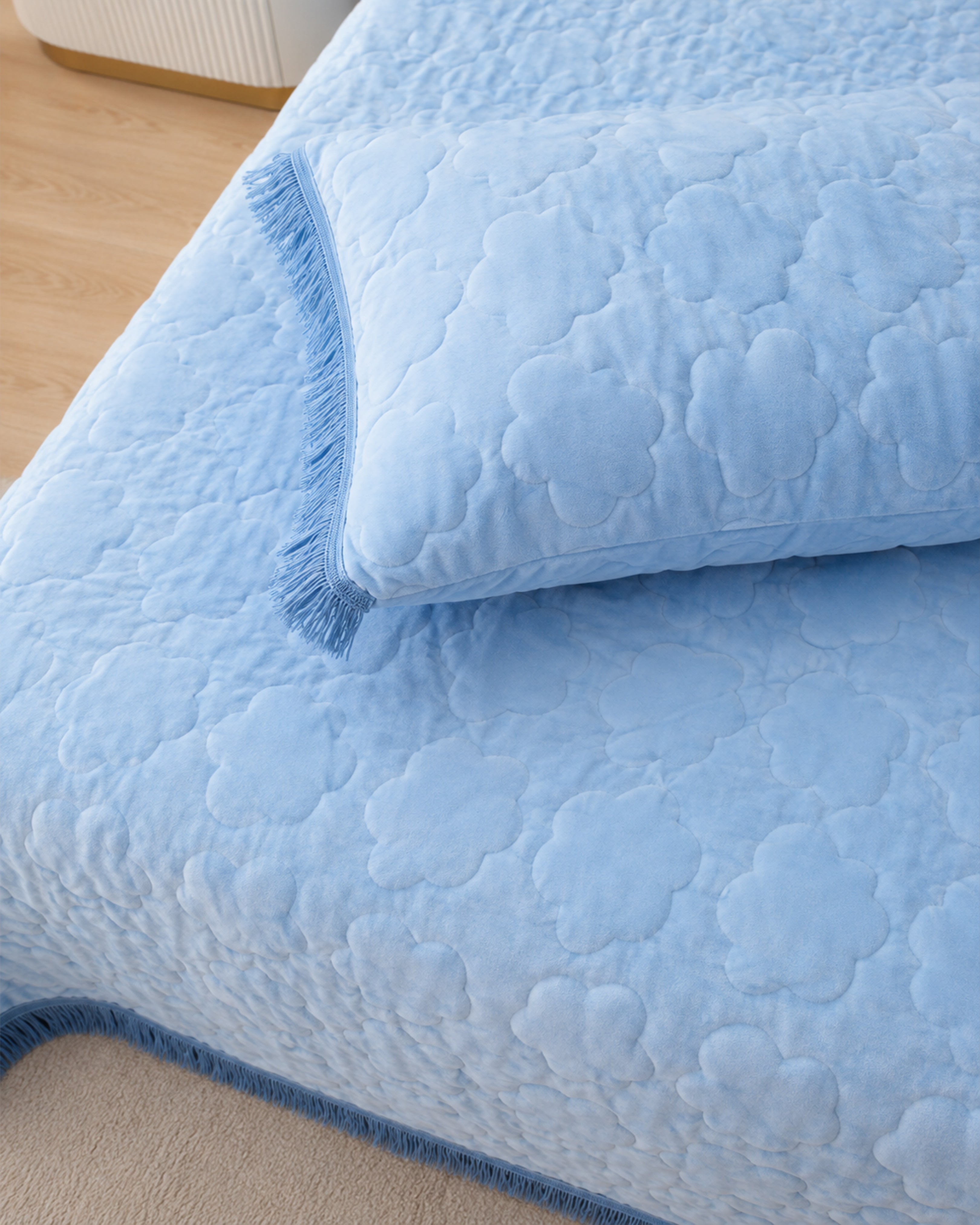 Deluxe Mink 3 Pieces Bed Set- Blue