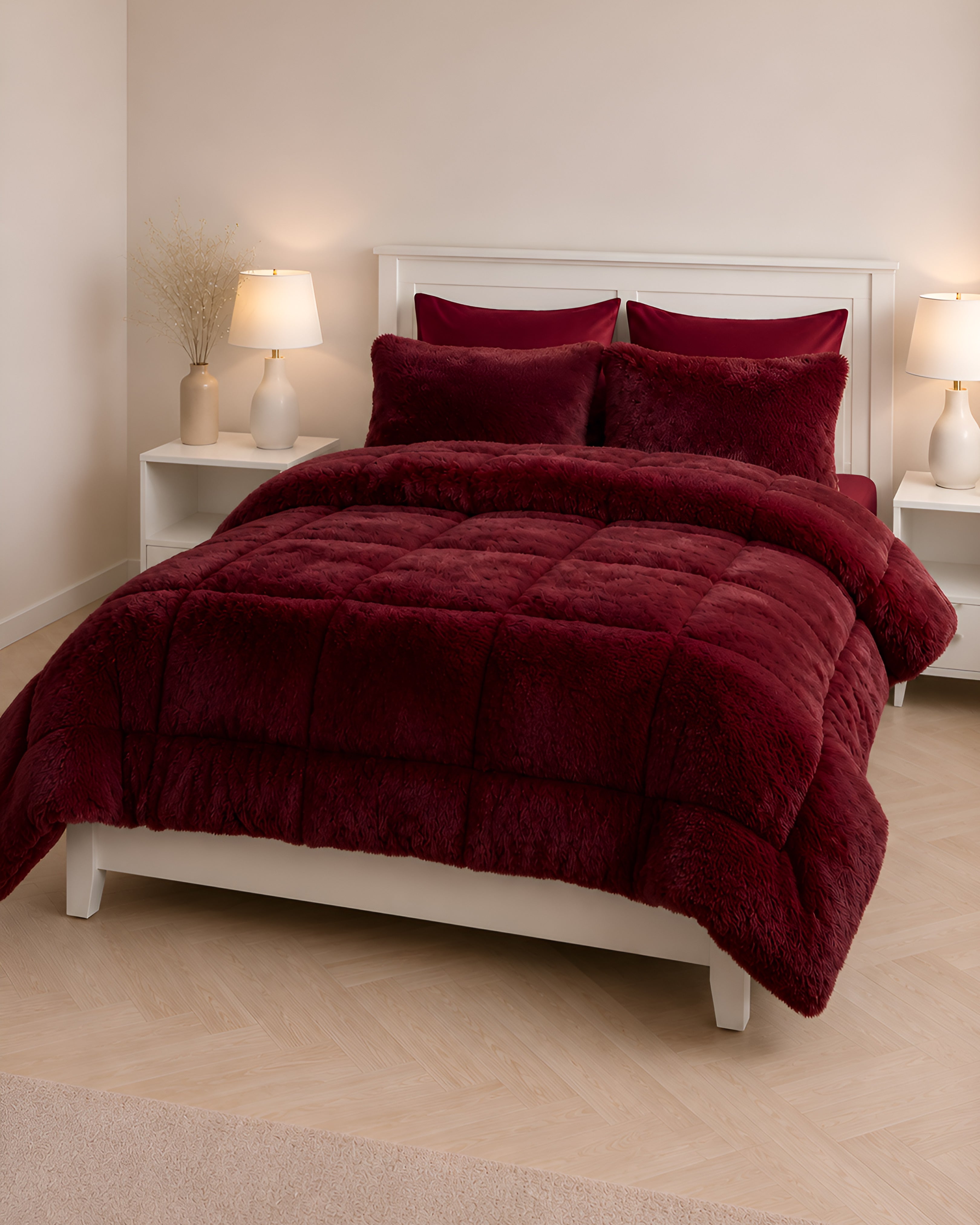 House of Velour 6-Piece Bed in a Bag-Maroon