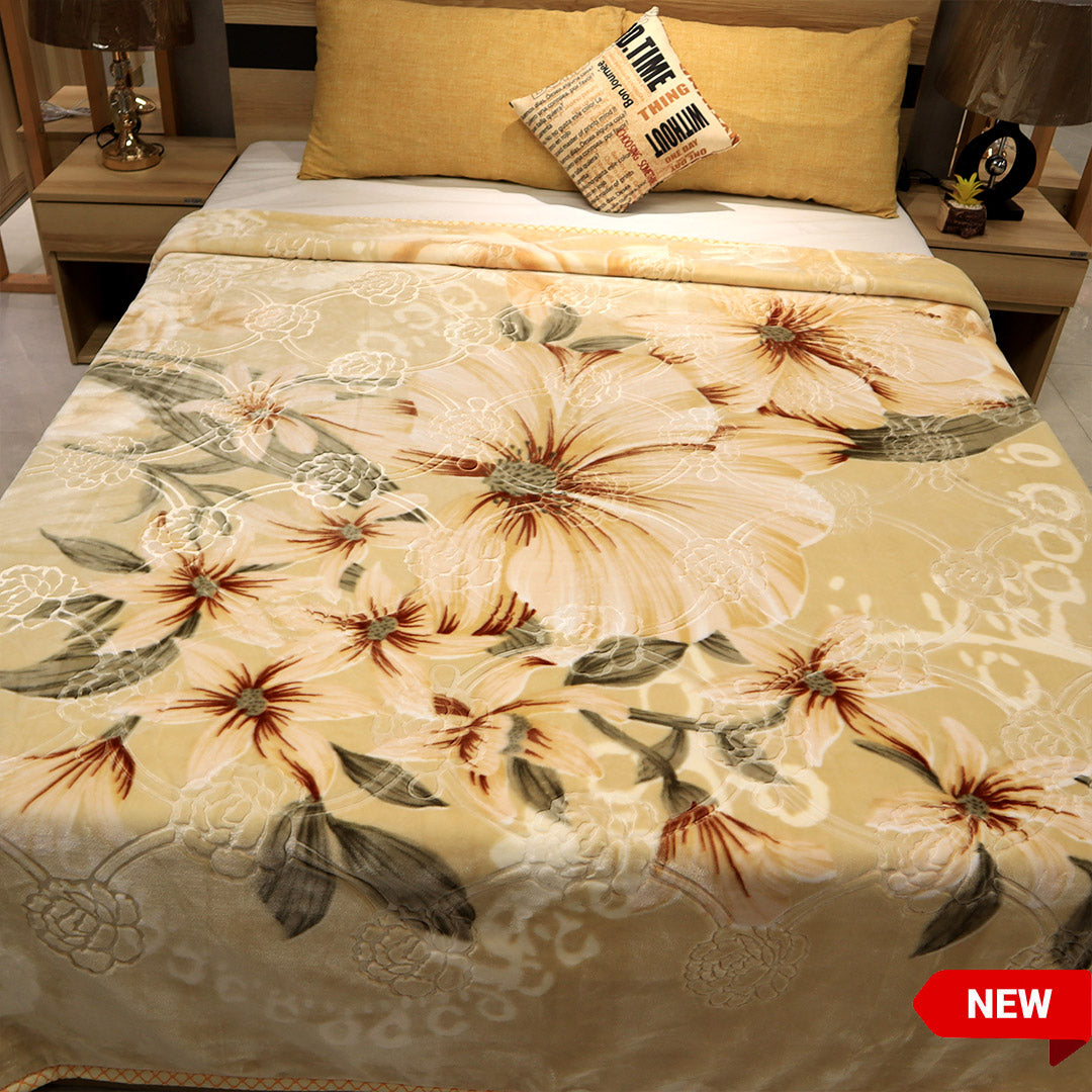 Gold Silk Blanket King Bed-Beige