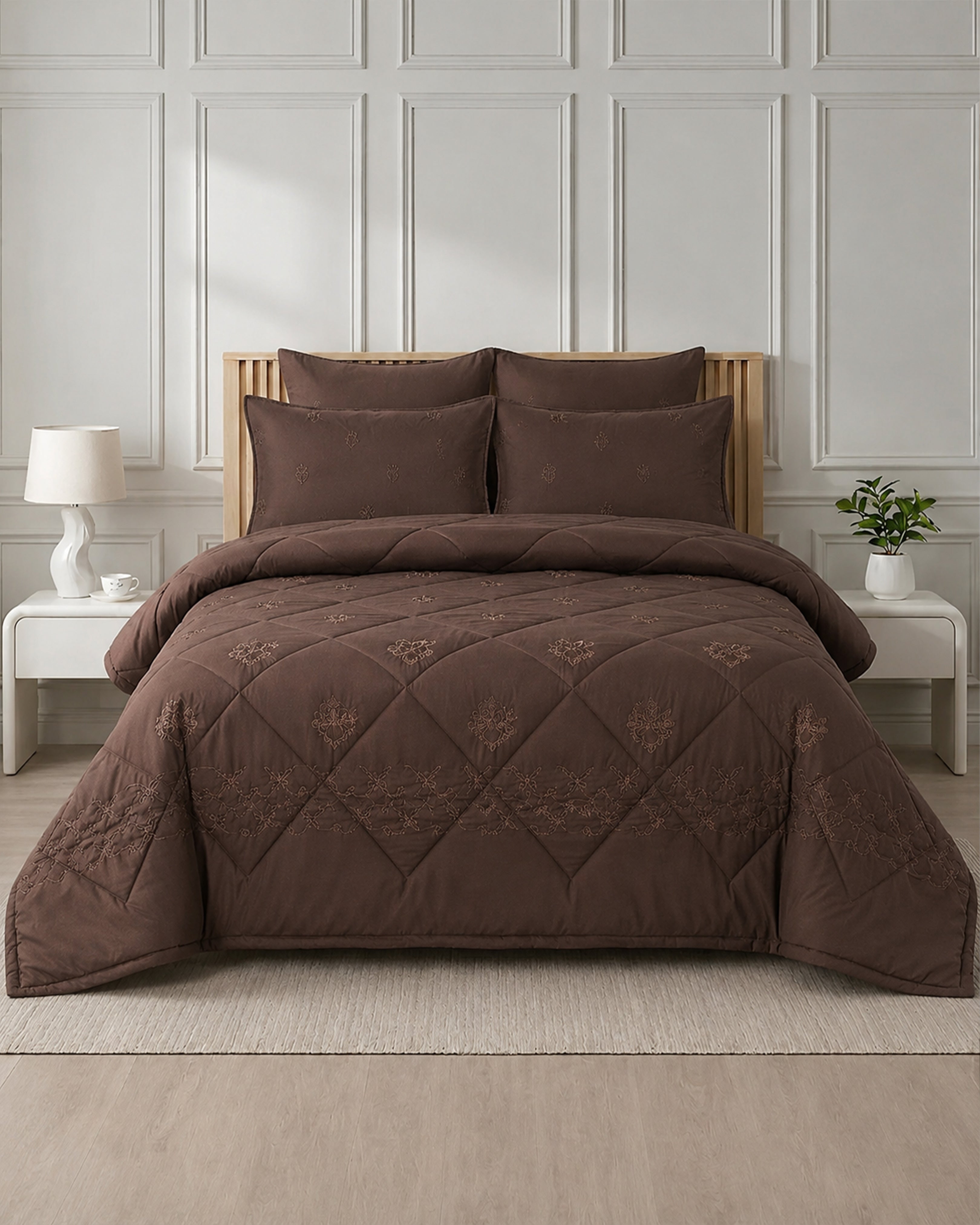 Heritage Bed Set 6 Pieces-Dark Brown