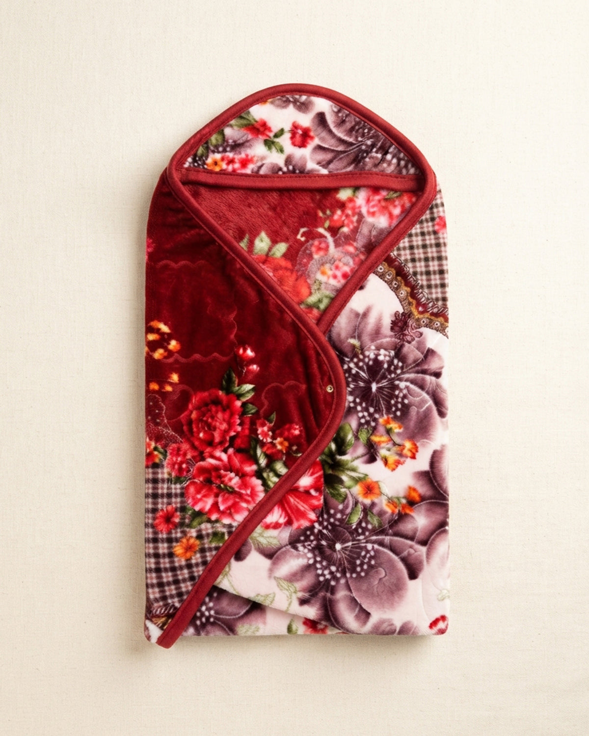 Precious 1-Ply Hood Baby Blanket - Burgundy