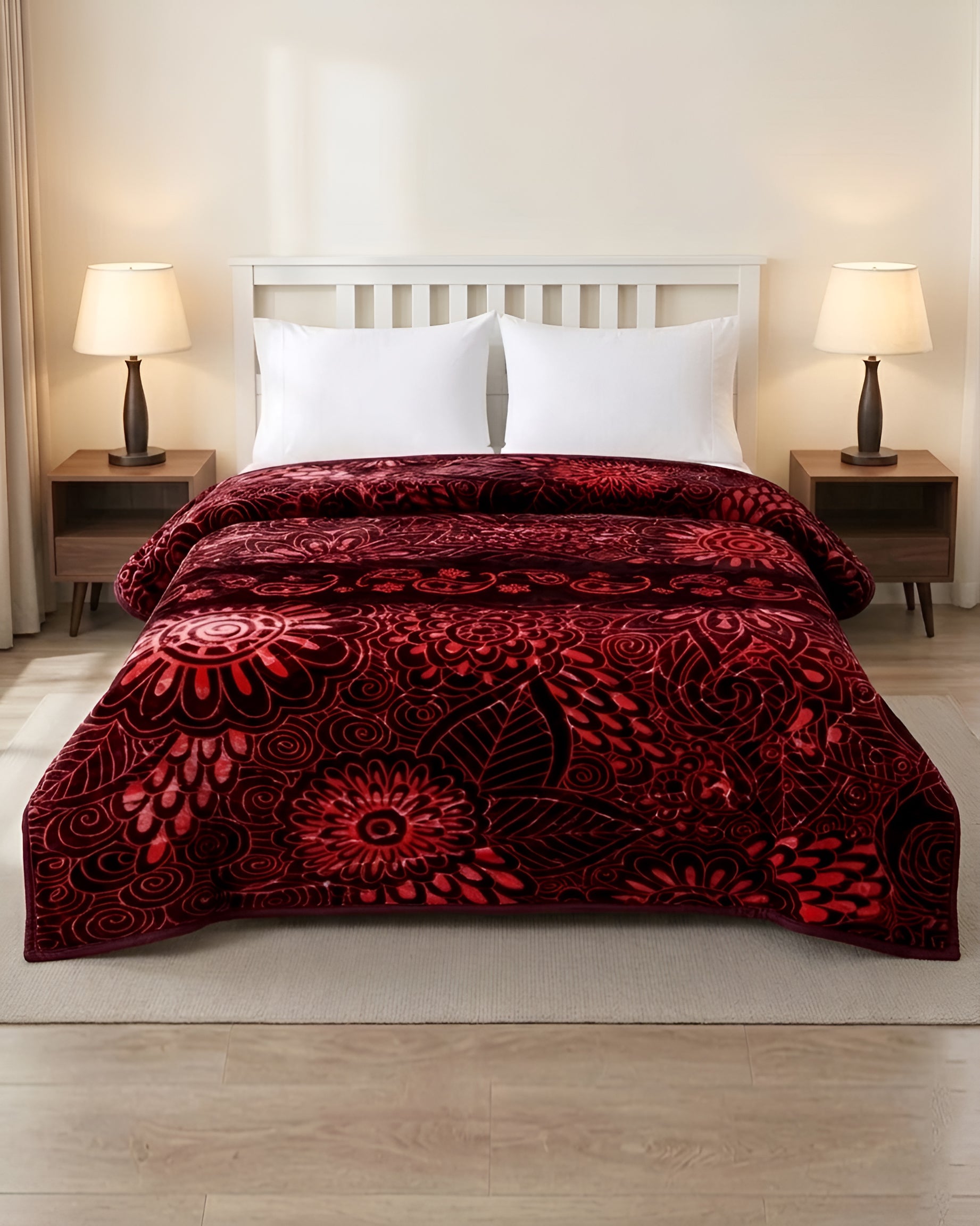 Moonlight Cloudy 4KG 2-Ply Double Bed Blanket- Saffron