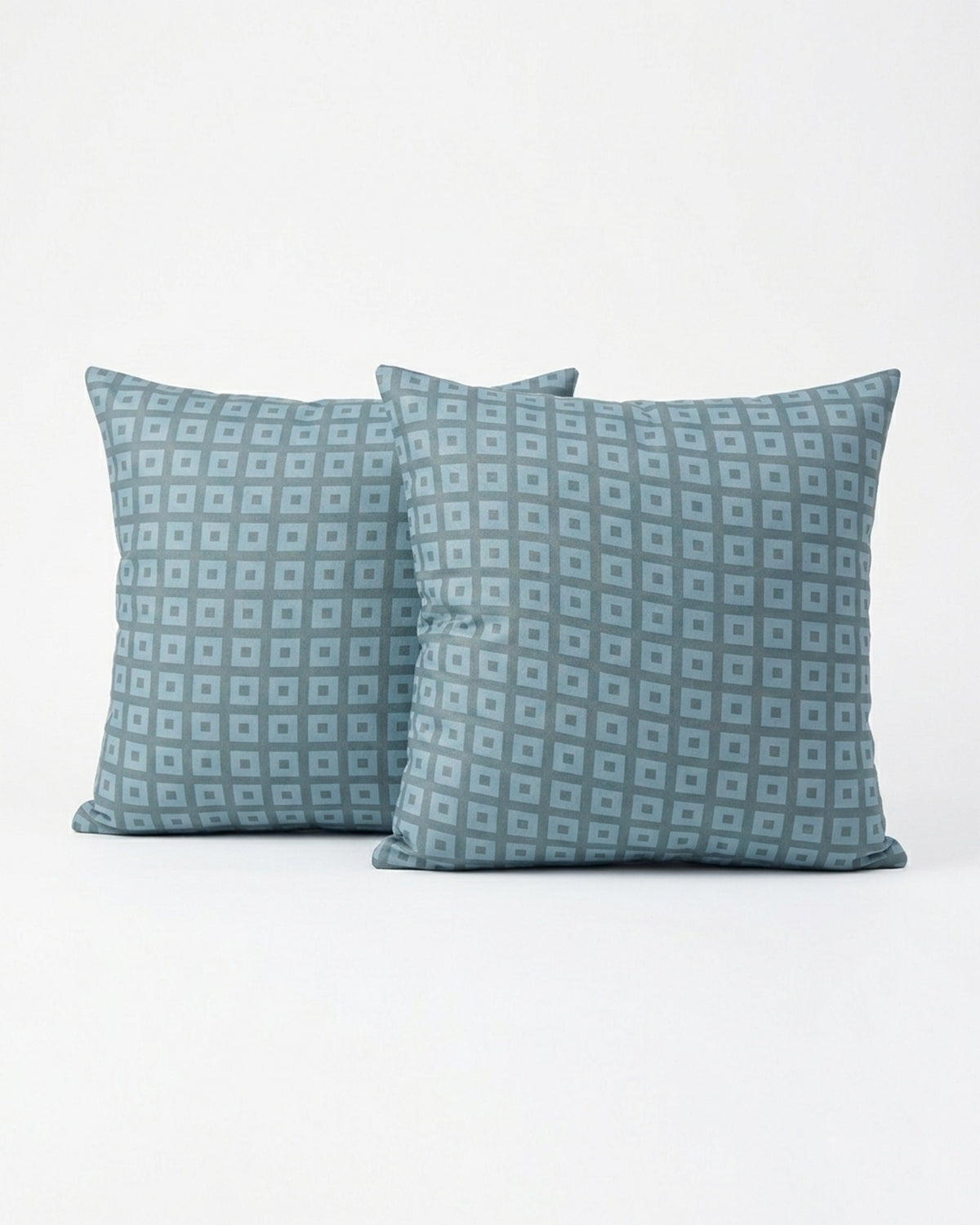 Printed Filled Cushions (Pair) - Leaf Grid