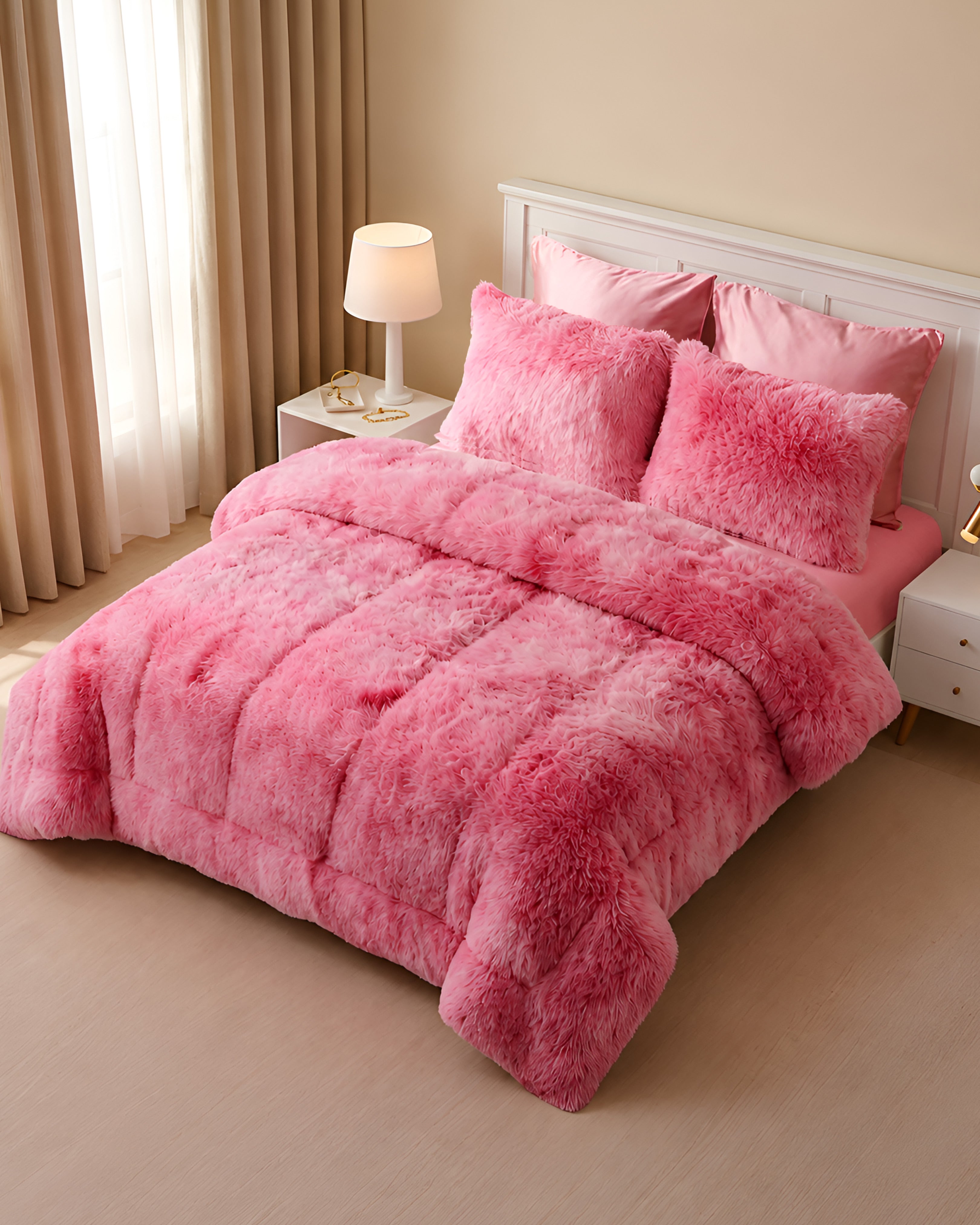 House of Velour 6-Piece Bed in a Bag-Pink
