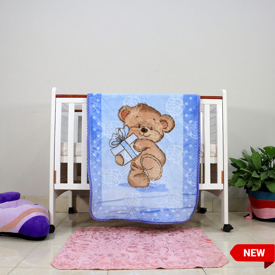 Kitten Cot Cloudy Baby Blanket Bluebell