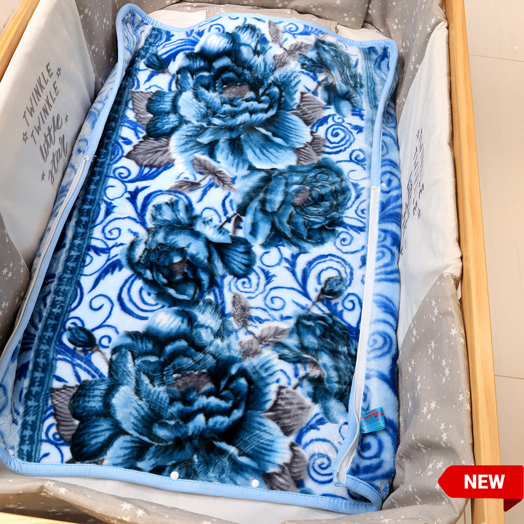 Buy Zipper Baby Blanket Baby Luv Floral Blue PlushMink Online Store