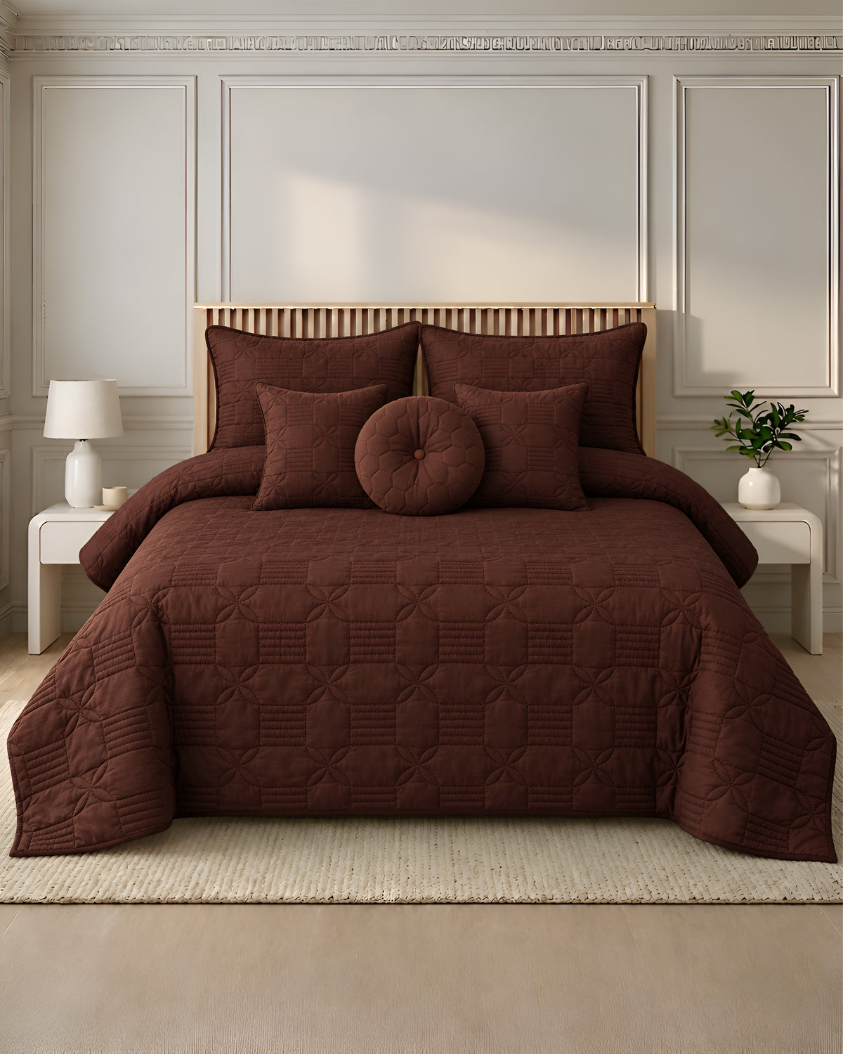 Aria 6 piece Bed Spread - Brown