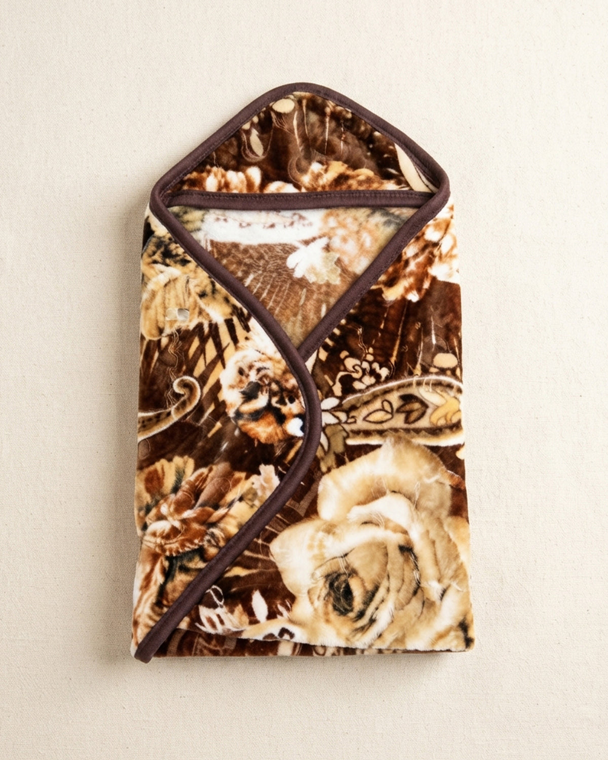 Precious 1-Ply Hood Baby Blanket - Espresso
