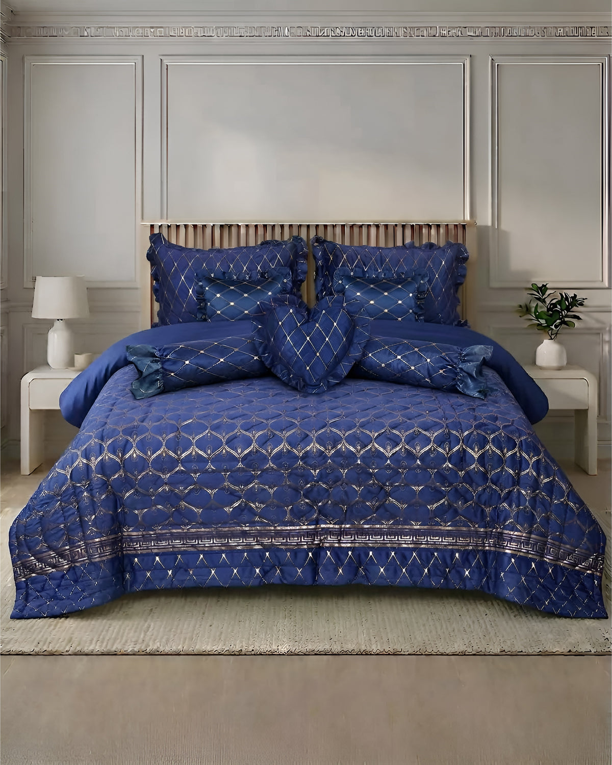 Maia Bed Set 9 Pieces- Blue