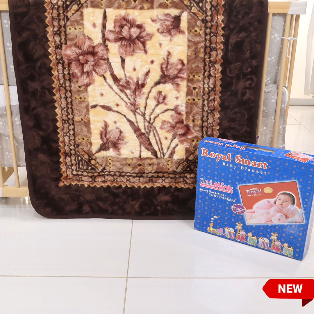 Buy Royal Smart Baby Blanket EmbossedBrown PlushMink Online Store
