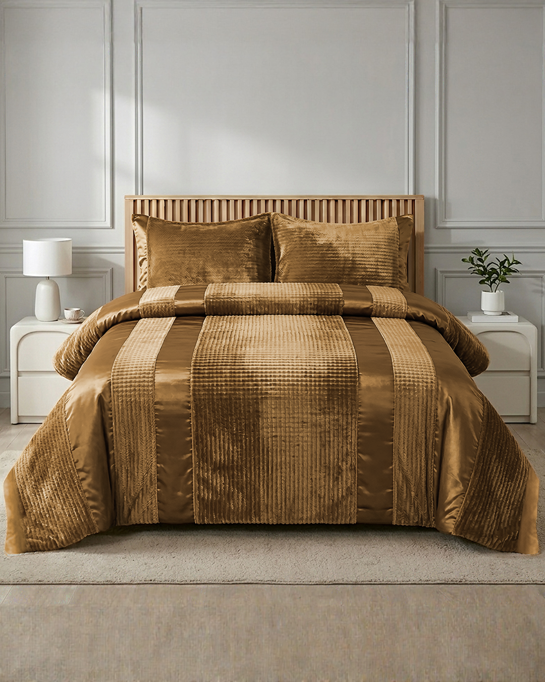 Vana 3-Pieces Bed Set-Gold