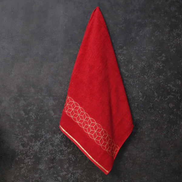 Premium Diamond Cotton Towel- Red