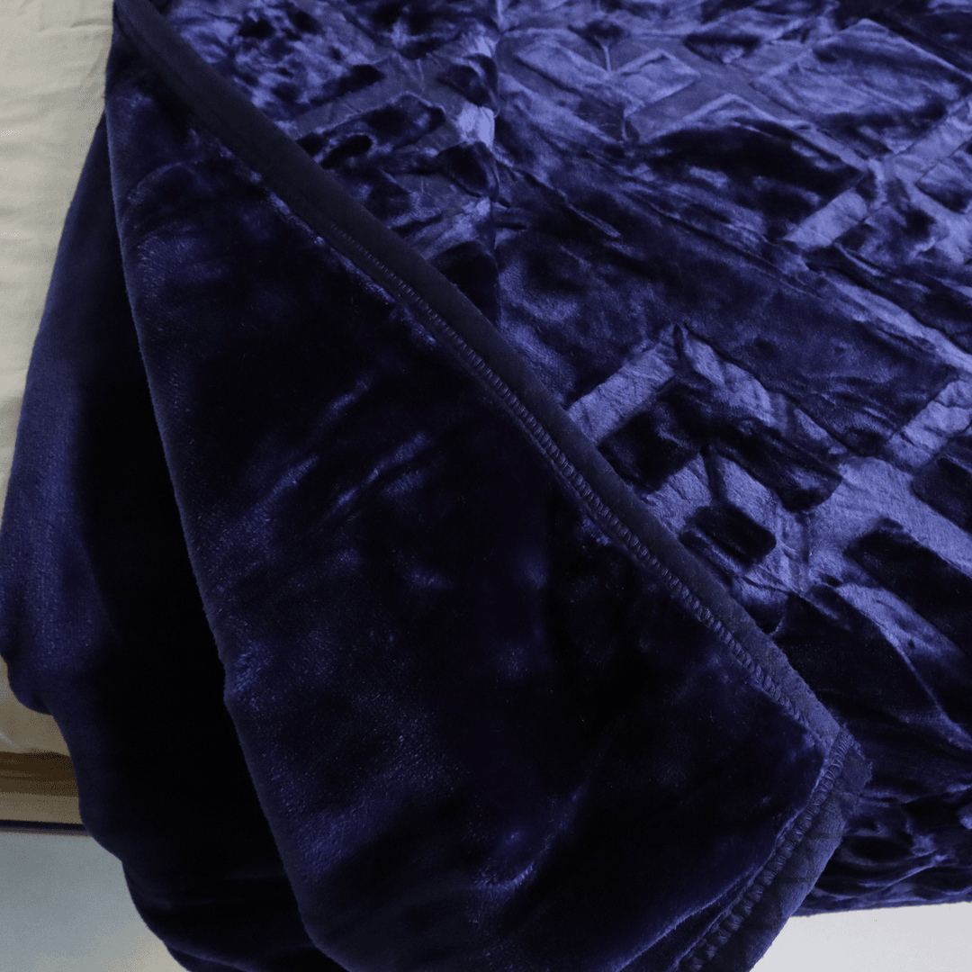 Super Sonic Cloudy 2-Ply Single Bed Blanket - Navy