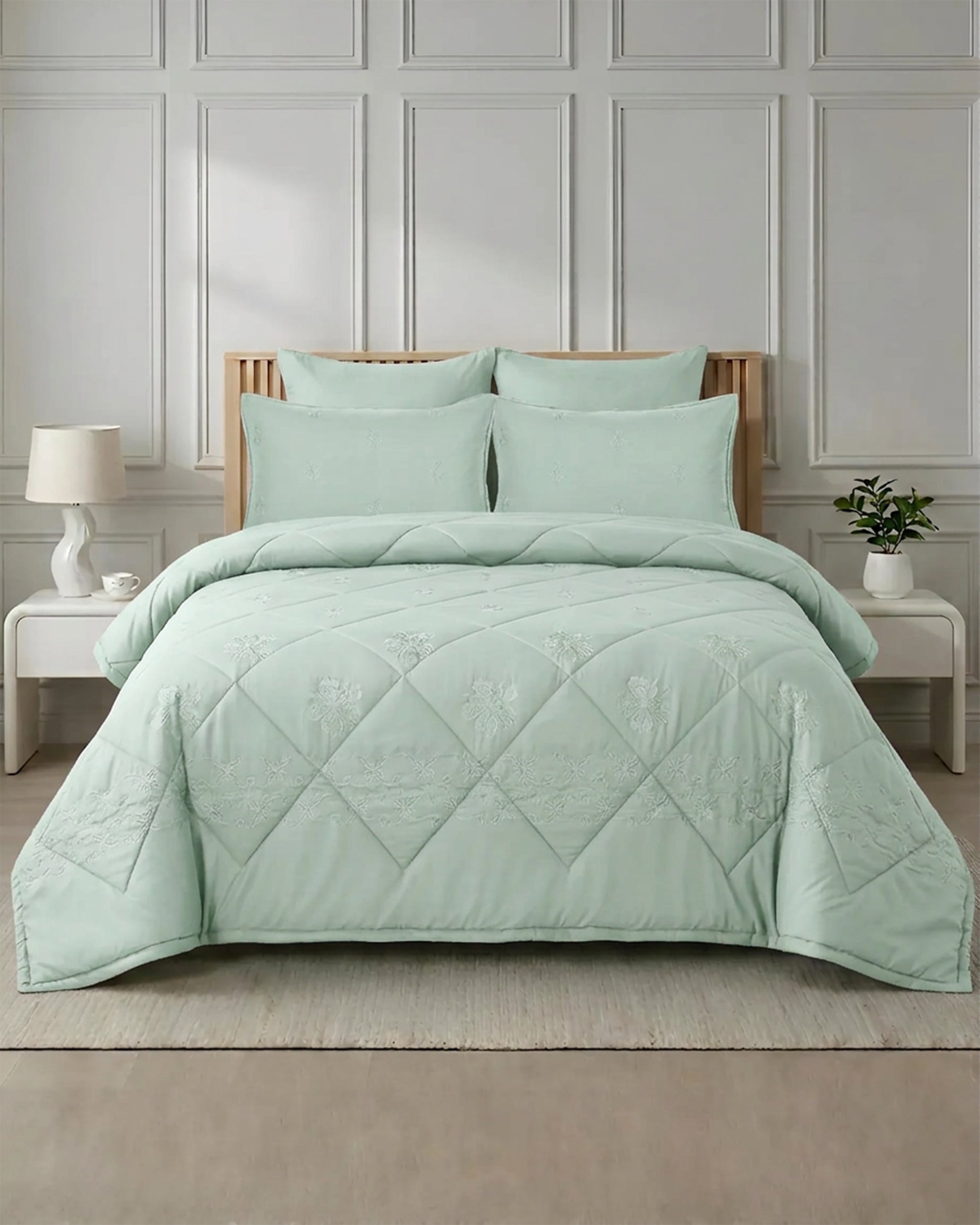 Heritage Bed Set 6 Pieces-light green