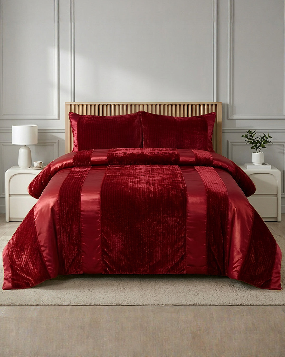 Vana 3-Pieces Bed Set-Maroon