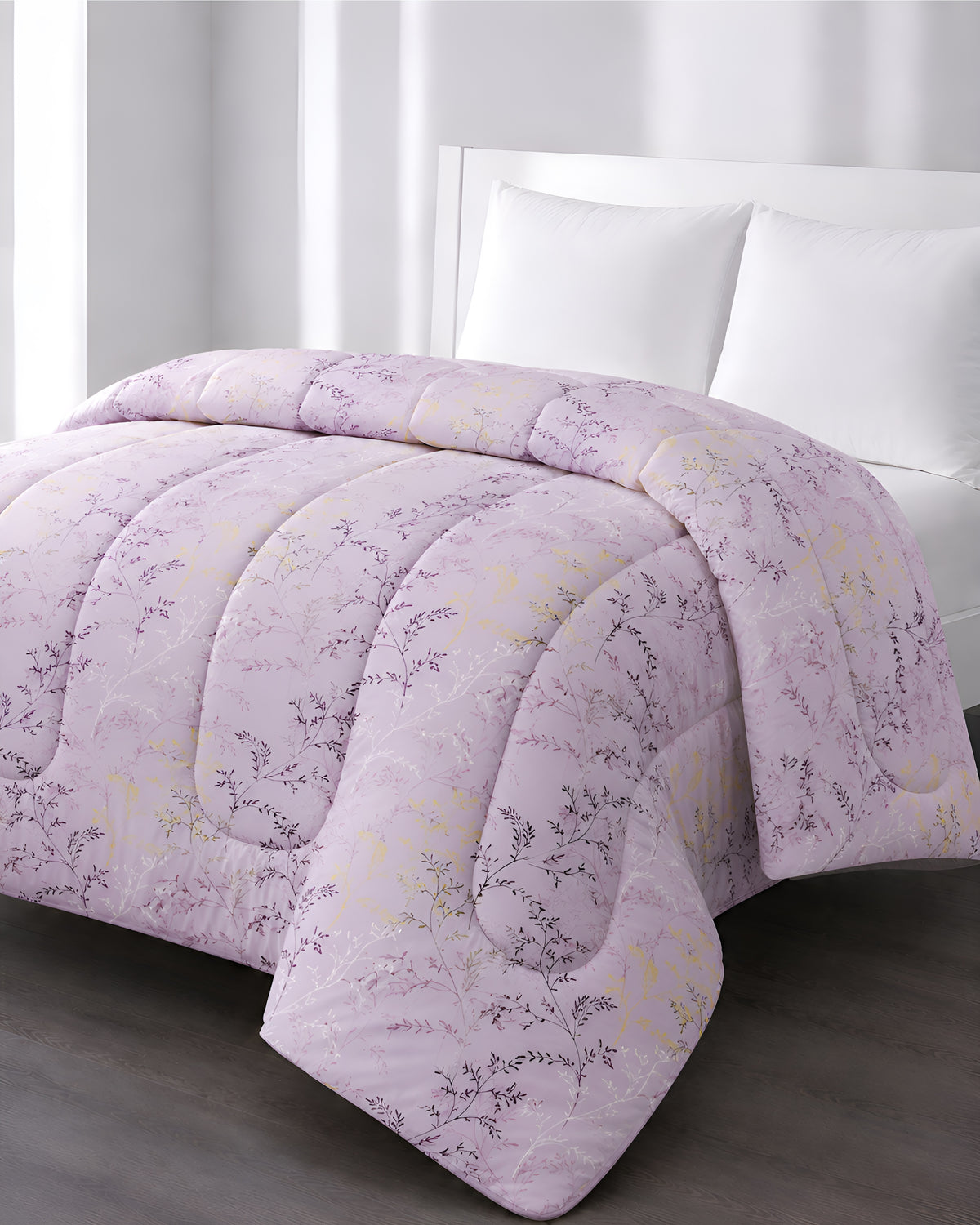 300 GSM Printed King Bed Comforter - Mauve