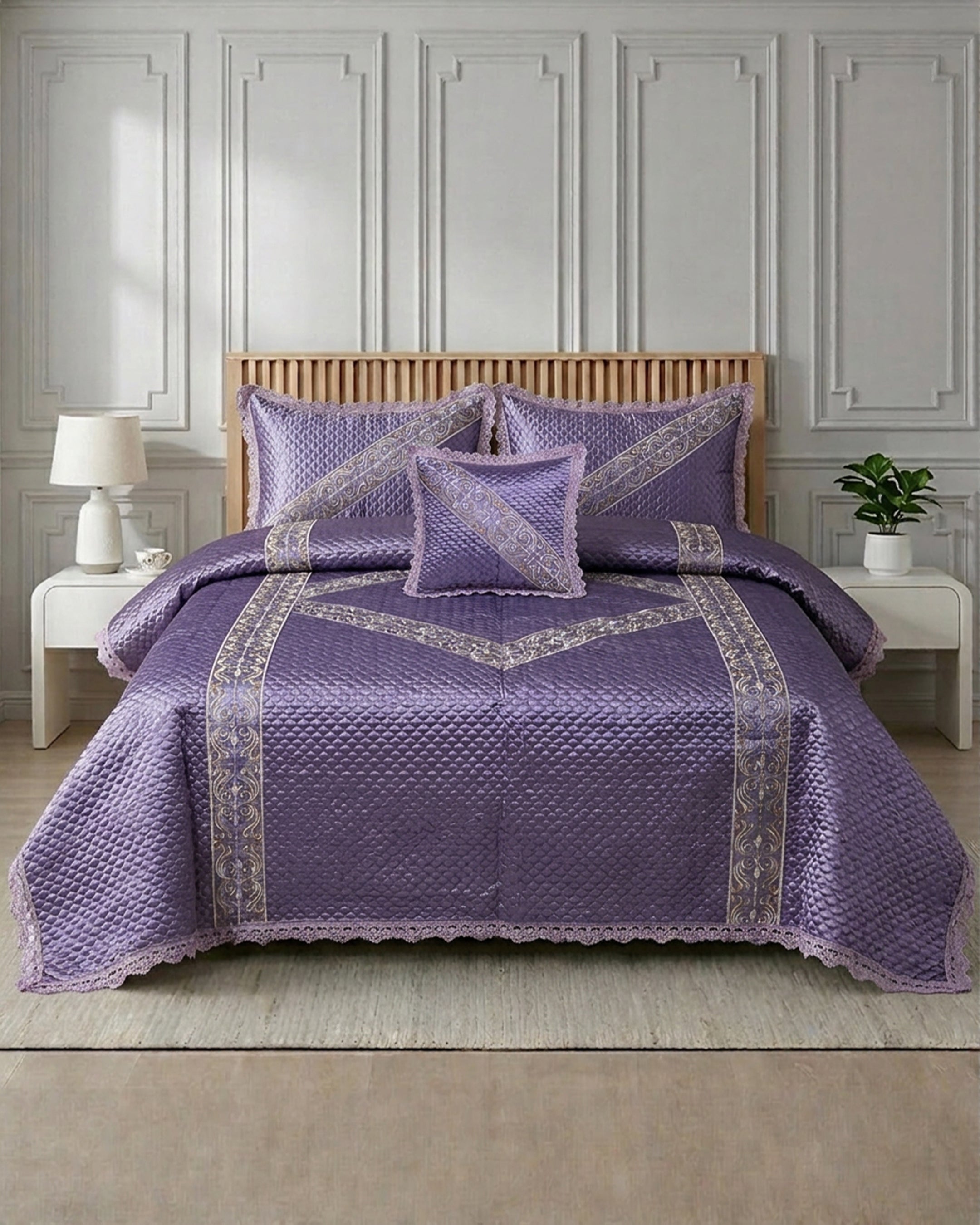 Opal 4 Piece Silk Bed Set-Mahveen