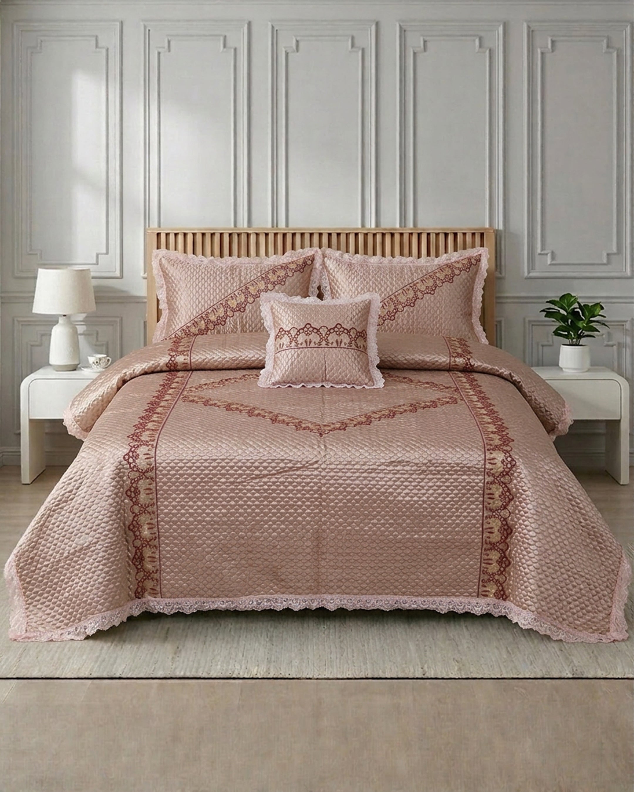 Opal 4 Piece Silk Bed Set-Gulab