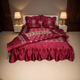 Ruby Silk 9 Pieces Embroidered Bed Set - Rose Bliss