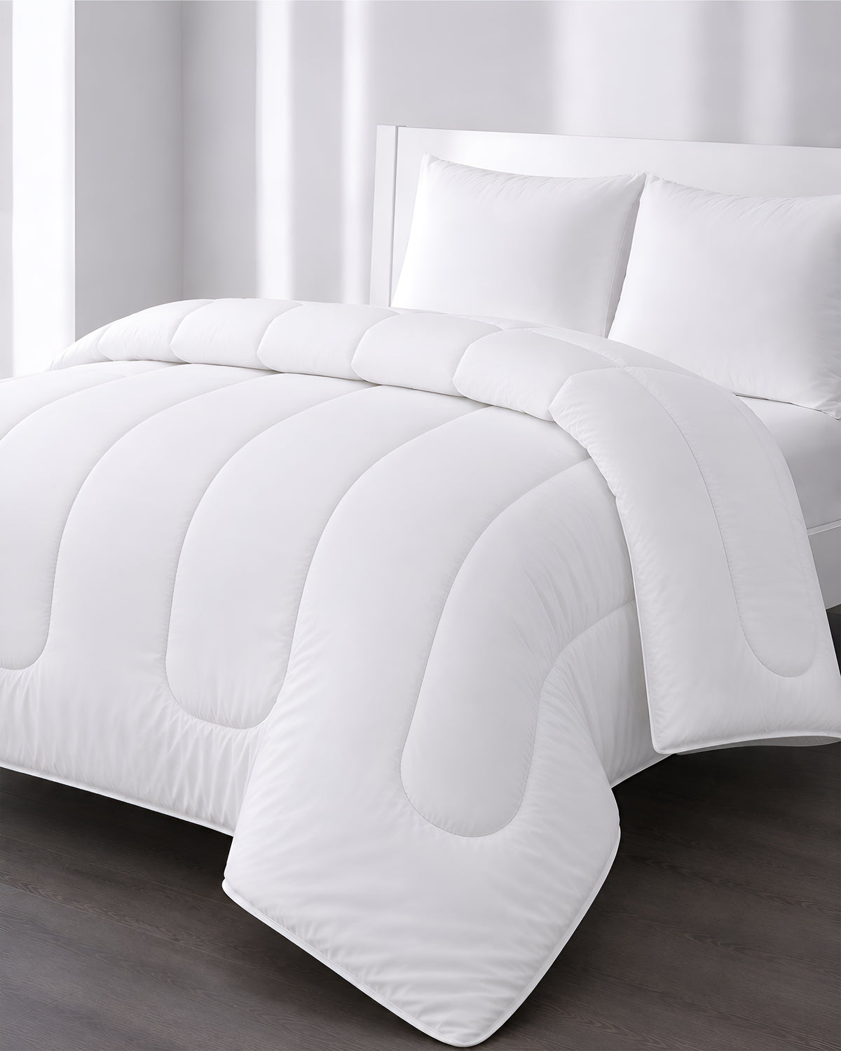 210 GSM Cotton Satin Comforter Plain - White