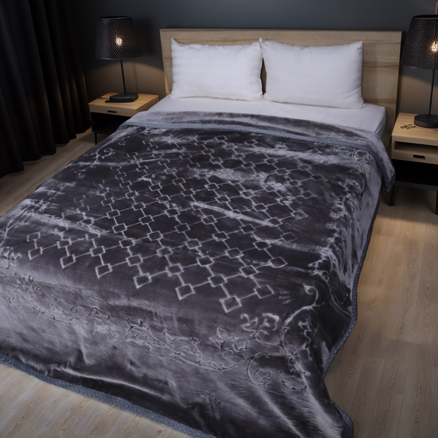 Moonlight Cloudy 4KG 2-Ply Double Bed Blanket - Charcoal