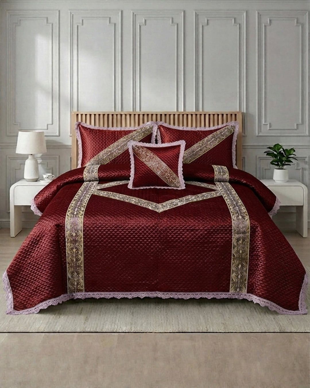 Opal 4 Piece Silk Bed Set-Zareen