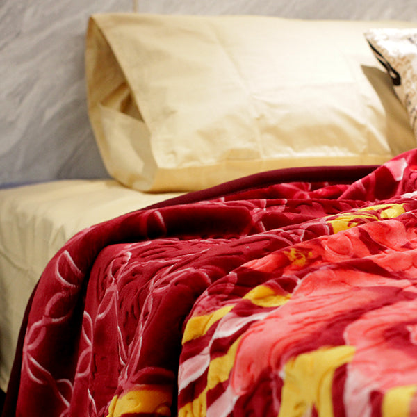 Double Bed Blankets- Heavy Weight Blanket- Artistic- Maroon Pattern