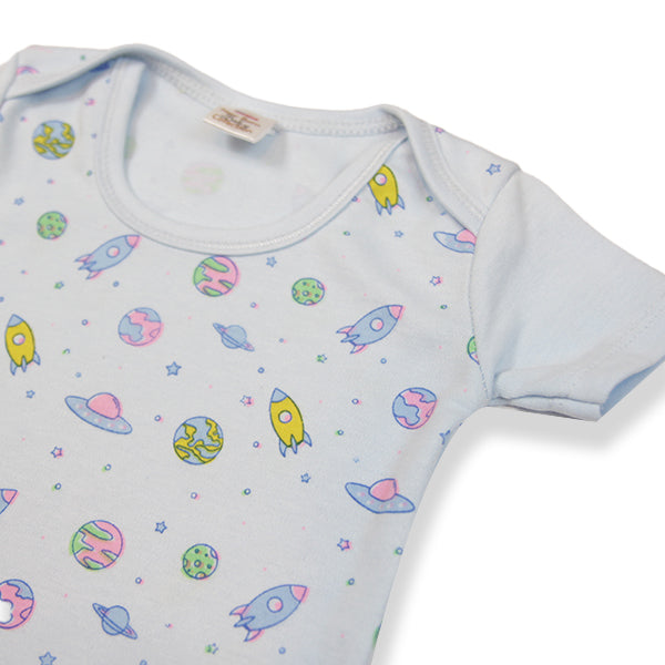 Printed Baby Romper-Blue - Baby Boo