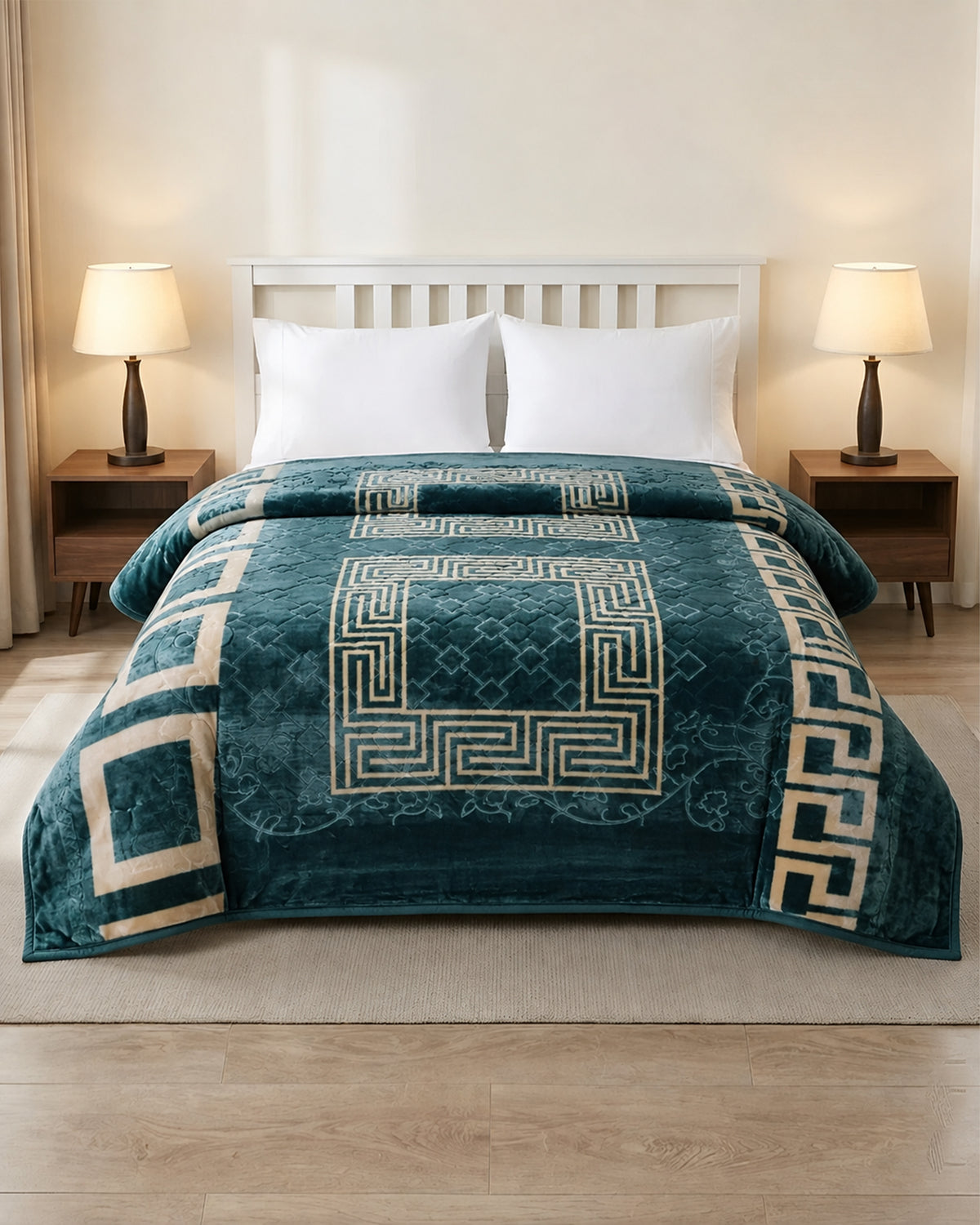 Moonlight Cloudy 4KG 2-Ply Double Bed Blanket- Teal