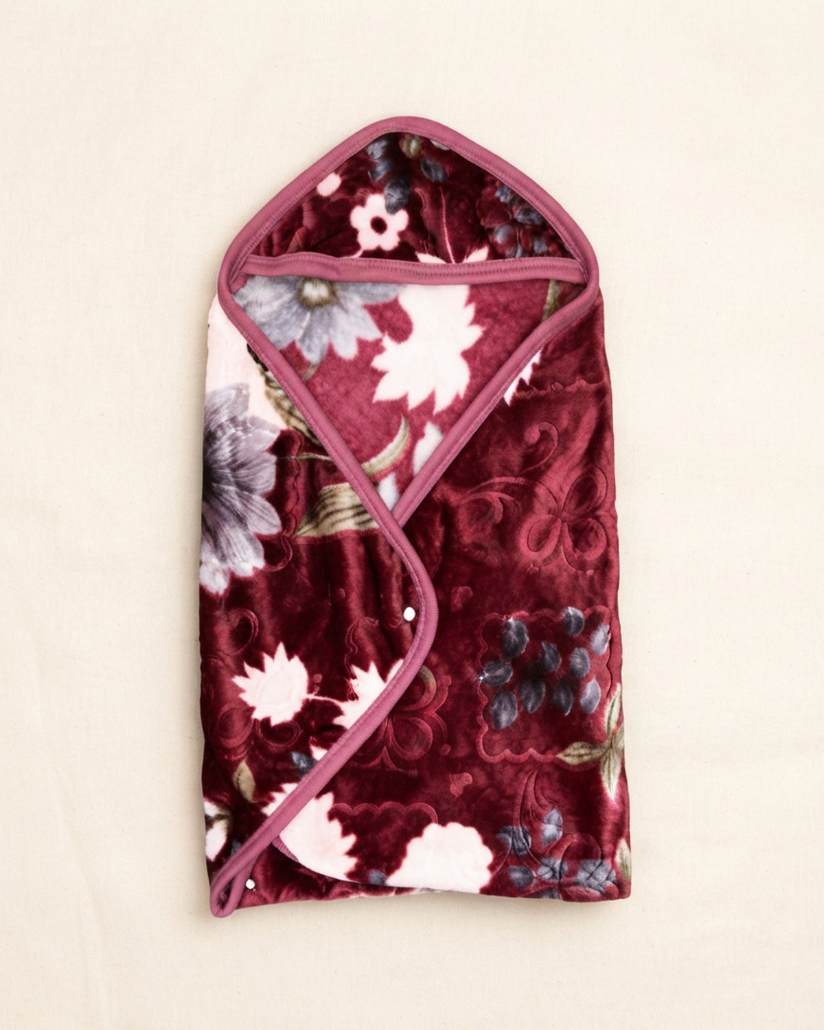 Precious 1-Ply Hood Baby Blanket - Ruby