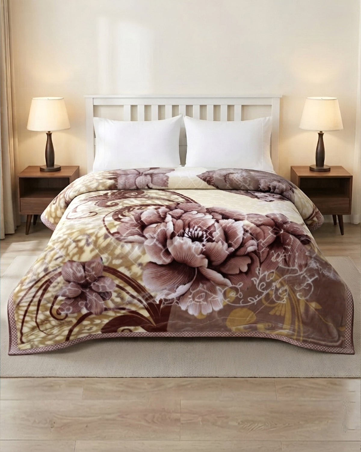 Moonlight Cloudy 4KG 2-Ply Double Bed Blanket- Sunlit Bloom