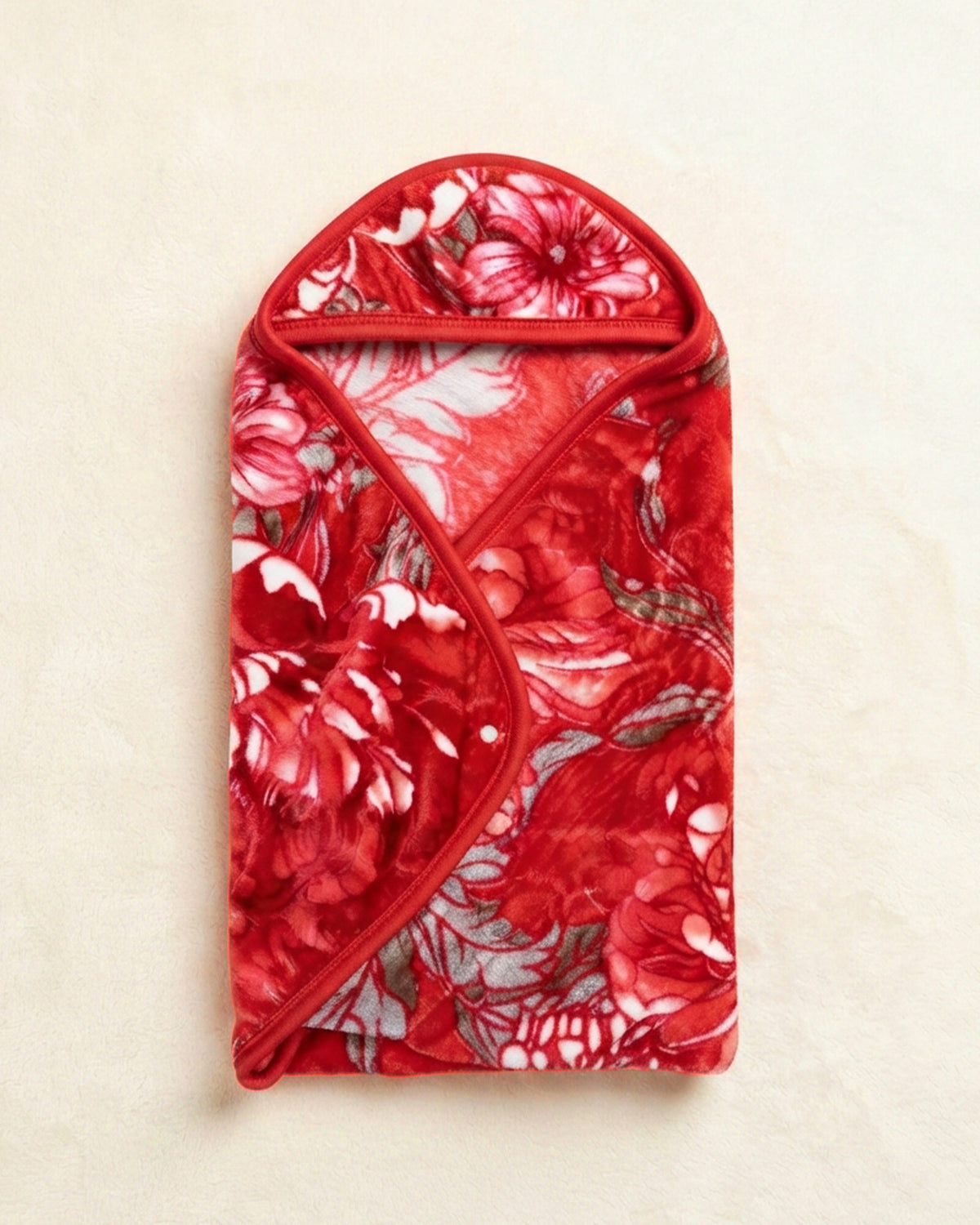 Precious 1-Ply Hood Baby Blanket - Rose Red