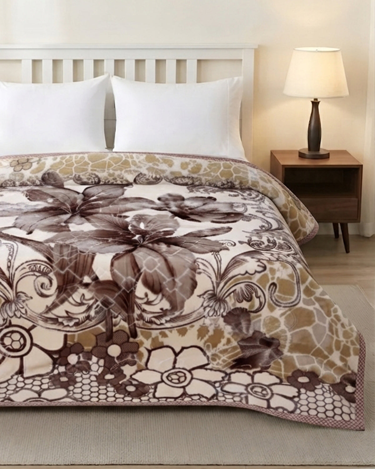 Moonlight Cloudy 4KG 2-Ply Double Bed Blanket- Caffeine