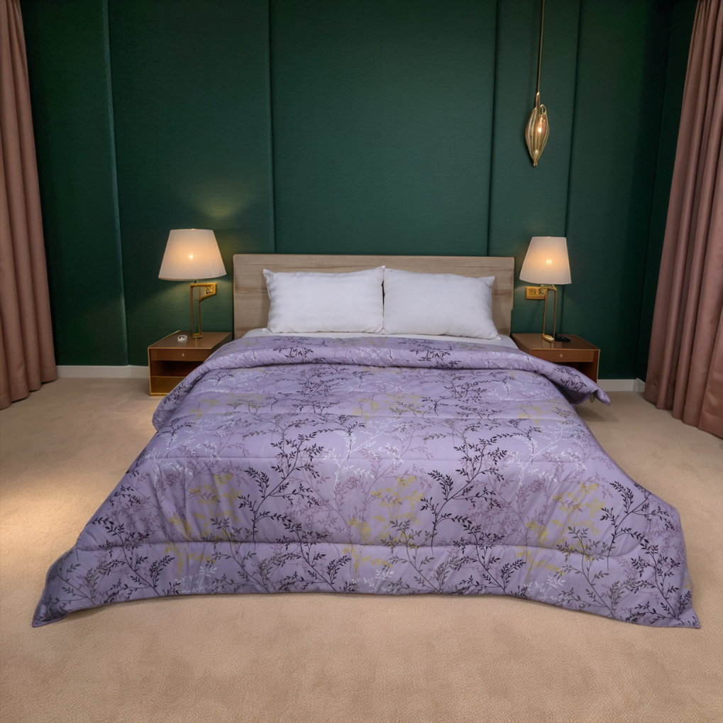 Printed King Bed Comforter - Mauve