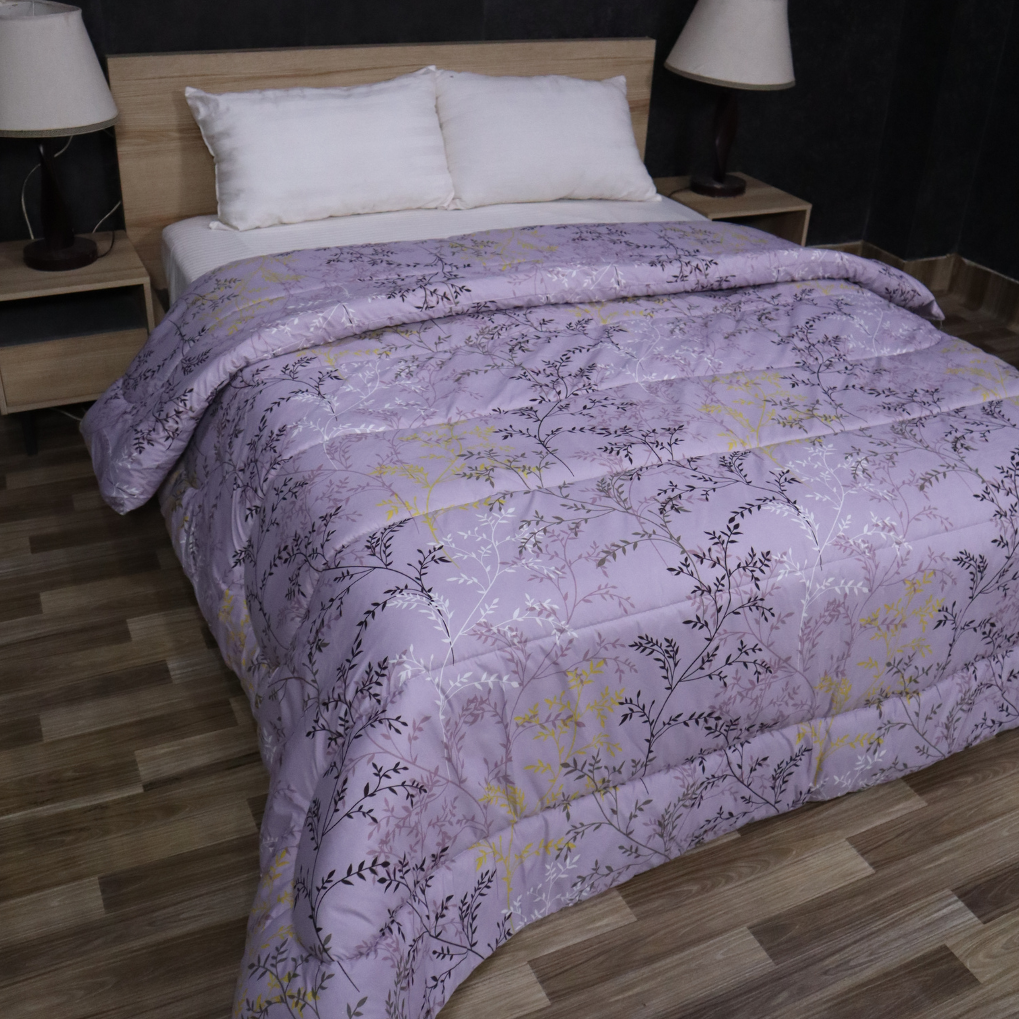 Printed King Bed Comforter - Mauve