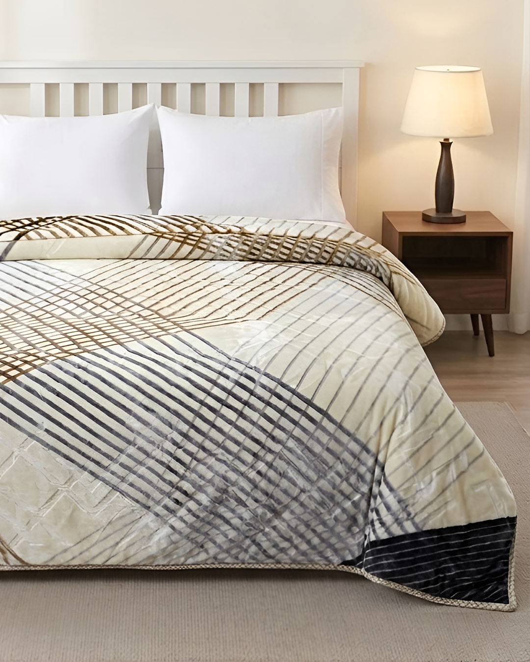 Moonlight Cloudy 4KG 2-Ply Double Bed Blanket-Ecru