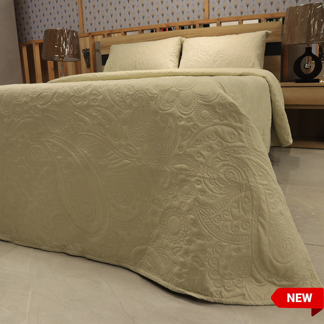Luxe Bed Spread Sage Jacquard Embossed