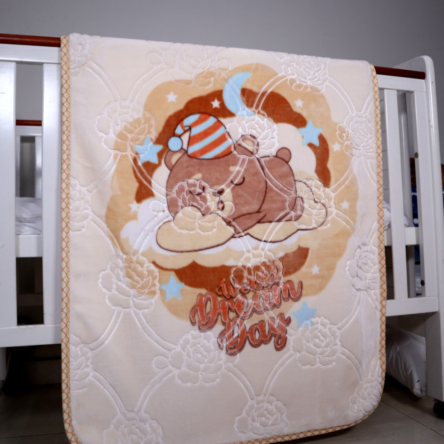 Tiny Tots Cot Cloudy Baby Blanket- Almond