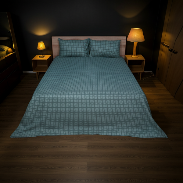 Bed Sheet Fantasy King Bed- Leaf Grid