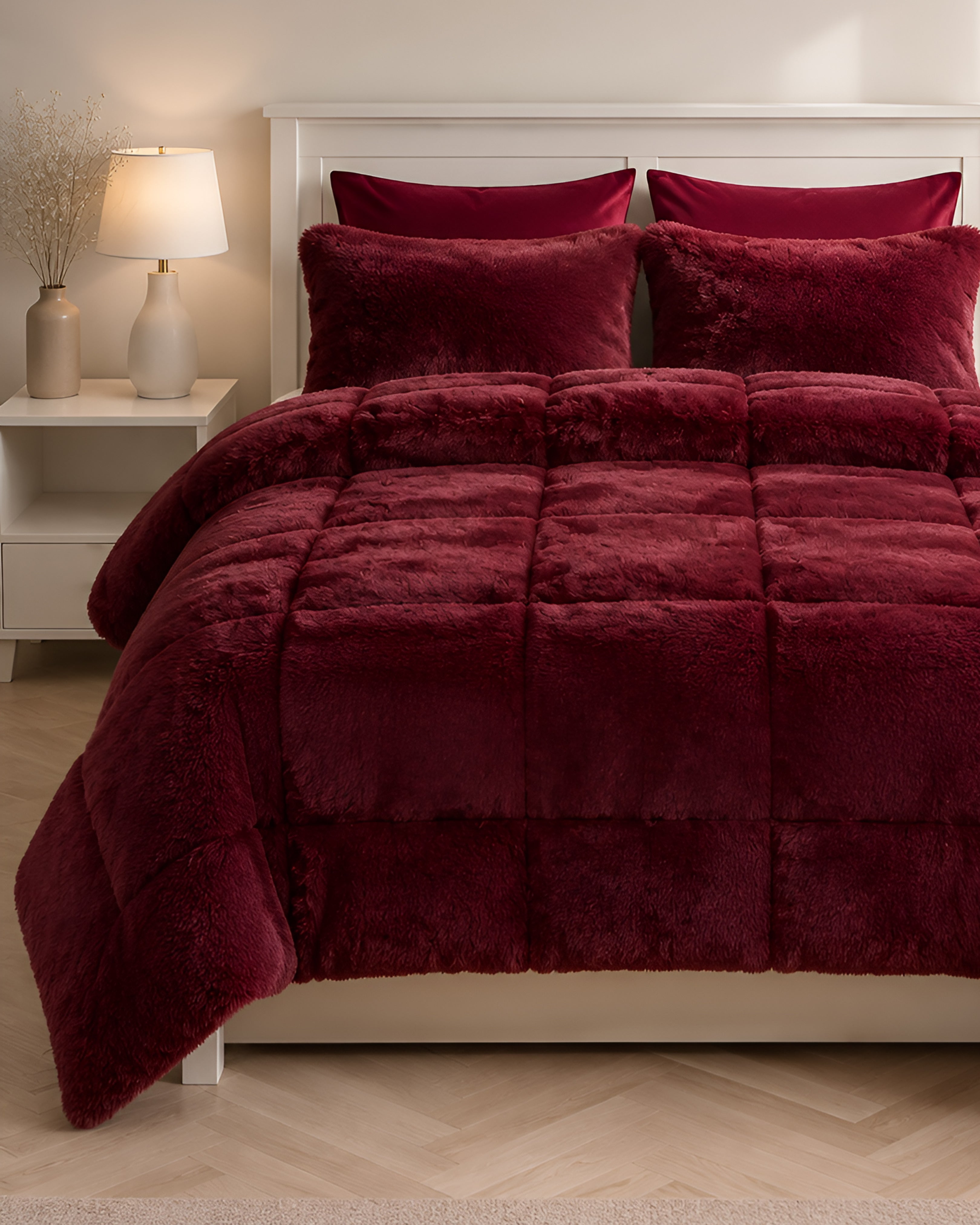 House of Velour 6-Piece Bed in a Bag-Maroon