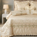 Ruby Silk 9 Piece Embroidered Bed Set - Silk Cream