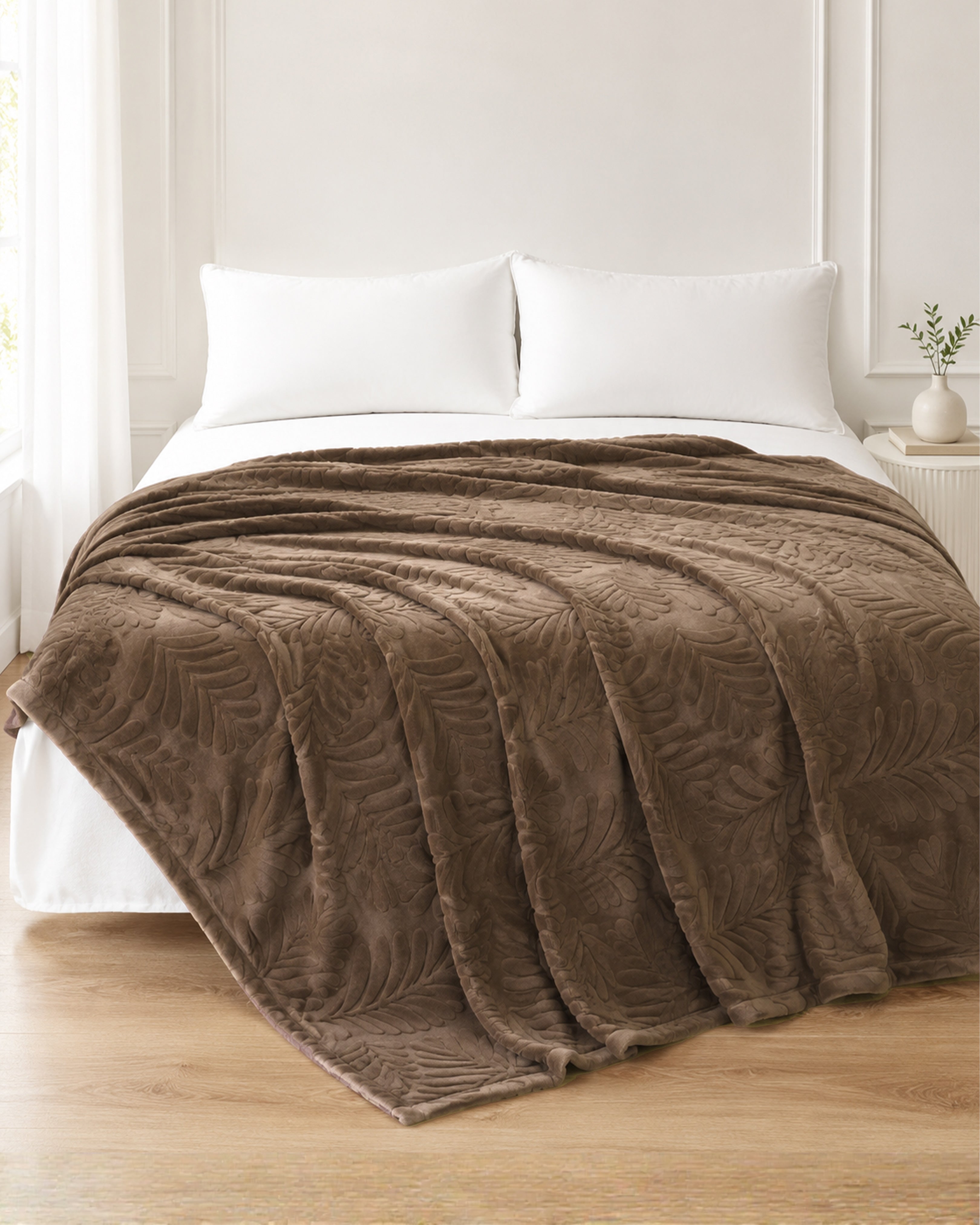 Rabbit Fur Throw Blanket - Brown